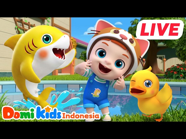 🔴LIVE 24 Jam | Lagu Anak Indonesia Terpopuler | Bayi Hiu, Lima Monyet, Hewan Lucu | Domi Kids