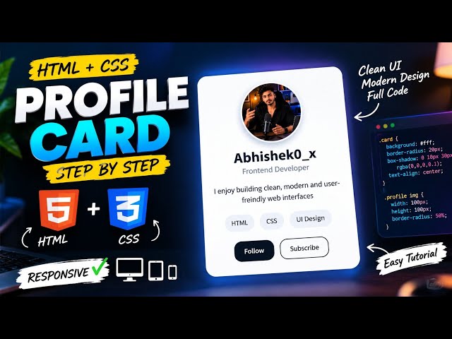 Build a Modern Profile Card with HTML & CSS | Beginner Frontend Project