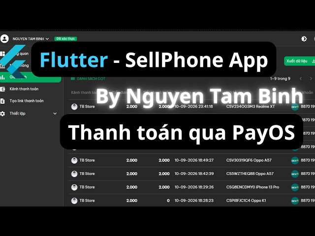 SELL PHONE APP WITH FLUTTER - PAYMENT WITH PAYOS (WEBHOOK) | TÂM BÌNH