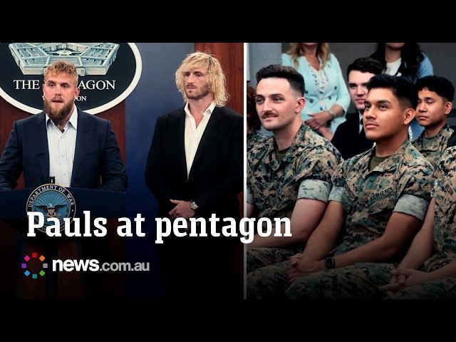 Jake and Logan Paul address troops at the pentagon