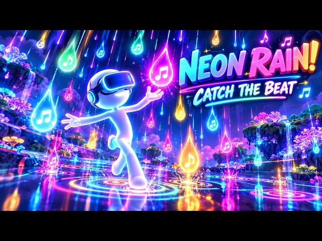 ☔ NEON RAIN DANCE  VR Rhythm Catch  Immersive Full Body Warm Up ✨