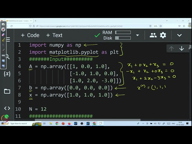 Week 5 : Lecture 22 : Tutorial Session - 4: Python implementation of Jacobi Method