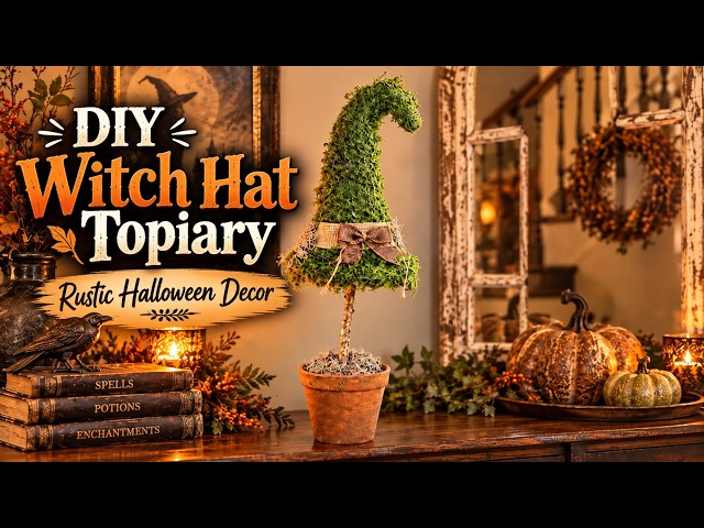 DIY Moss Witch Hat Topiary 🎃 | Whimsical Halloween & Fall Decor Tutorial