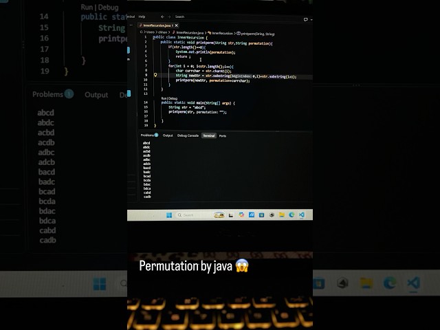 Permutation by java reursion #shorts #java #programming #skills