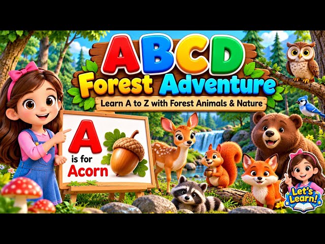 ABCD Forest Adventure 🌲 | Learn A to Z with Forest Animals & Nature | ABC for Kids