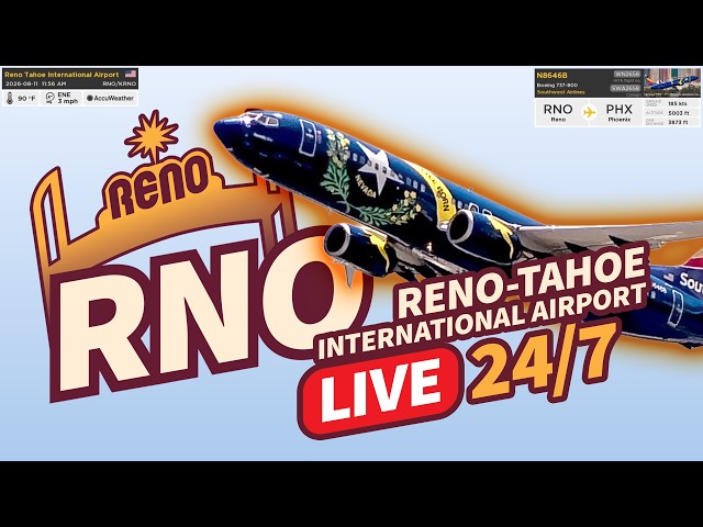 🔴 LIVE 24/7 Reno-Tahoe International Airport Plane Spotting - Grand Sierra Resort