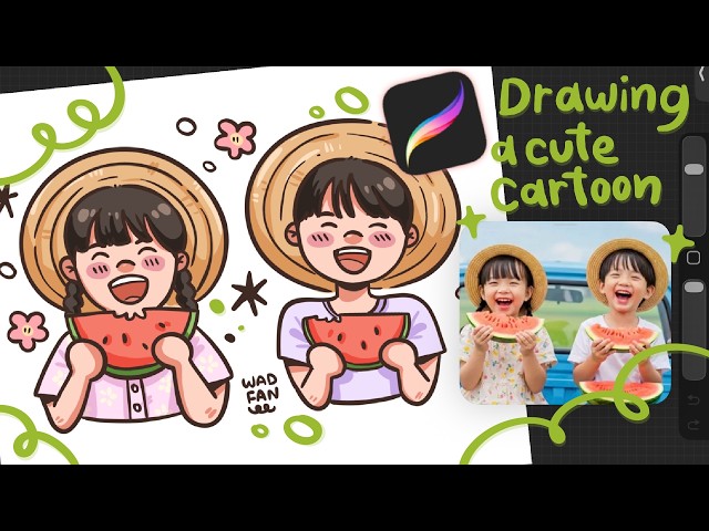 Turning a Real Photo into a Cute Cartoon 🍉✨ | Procreate Drawing Tutorial