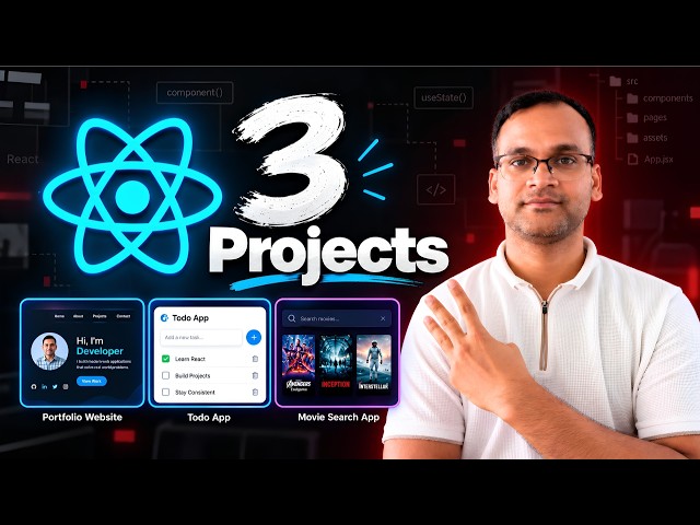 Build 3 Real-World React Projects 🚀 | From Beginner to Pro #coding