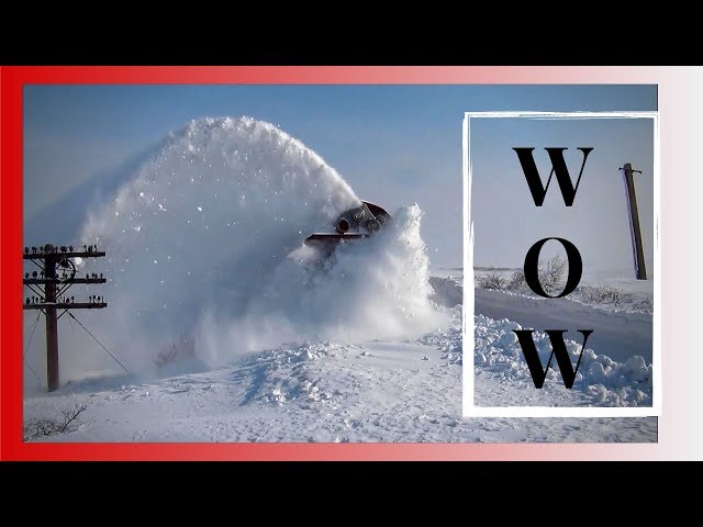 WOW - Train Snow Blower in Action - Train Snow Plow - Rotary Snow Plow Blower