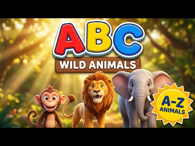 ABC Wild Animals Song A to Z 🦁 Learn Animal Names & Sounds for Kids | Fun ABC World