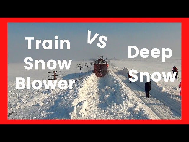 Train Snow Blower vs Deep Snow - Train Snow Plow - Rotary Plow Blower - Snow train in action
