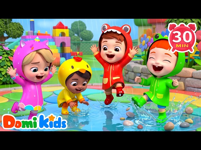 Puddle Jumping on a Rainy Day 👢 | Rainy Day Play | Nursery Rhymes & Kids Songs | Domi Kids