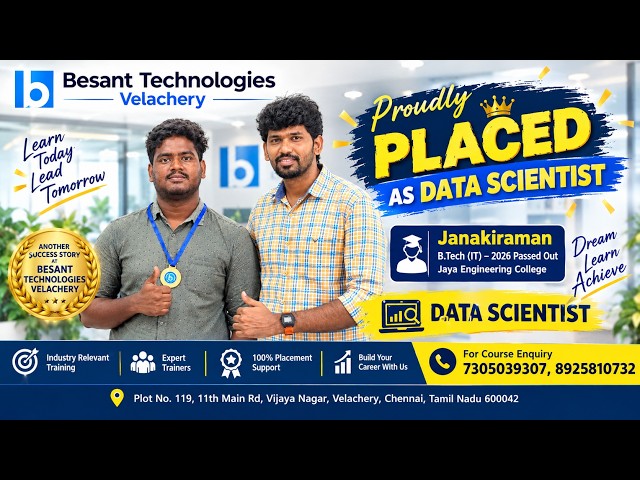 Best Data Science Training institute in Chennai| janakiram Success Story |Best IT Training institute