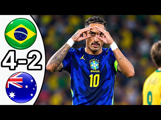 Brazil vs Australia 4-2 Extended Highlights | international friendly raphinha and vinicius goals 
