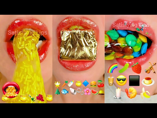Satisfying ASMR Eating Emoji Food Compilation Mukbang