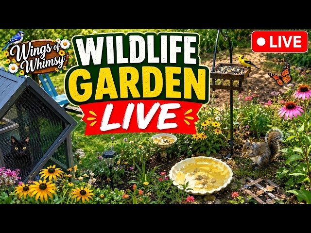 Wings of Whimsy Wildlife Garden LIVE 🐦 Birds, Butterflies, Squirrels & Surprise Visitors