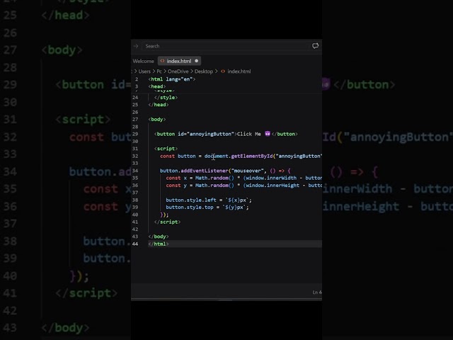 Unclickable JS BUTTON ! #shorts #javascript #html