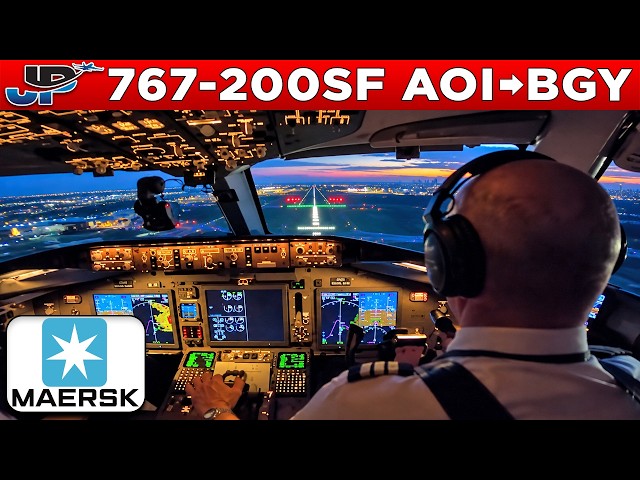 Maersk (Star Air) 767-200SF Cockpit Ancona🇮🇹  to Bergamo🇮🇹