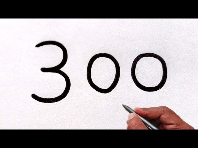 How to Draw a Cat Using Number 300 | Creative Drawing Tutorial