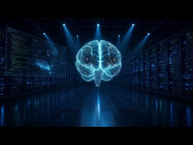 Holographic AI Brain Data Center Seamless Loop 4K No Copyright