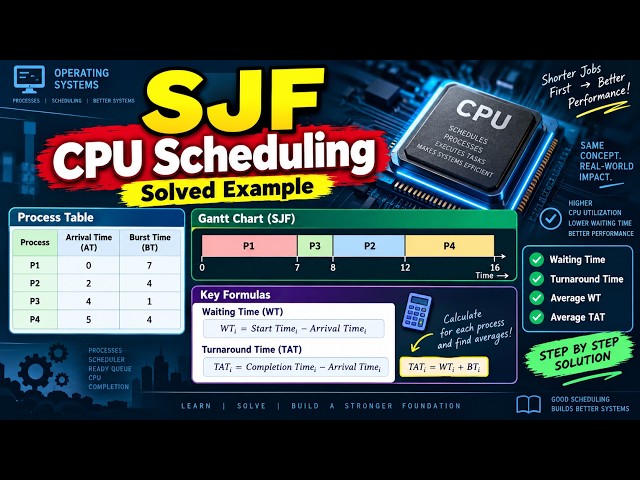OS CPU Scheduling SJF Solved Example