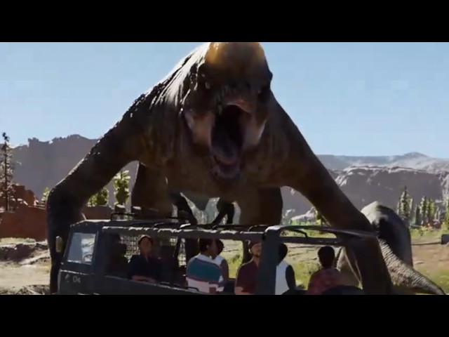 JWE3 Distortus Rex Dinosaur: This is What It Does In Front of Tourist Cars! (WATCH TILL END)