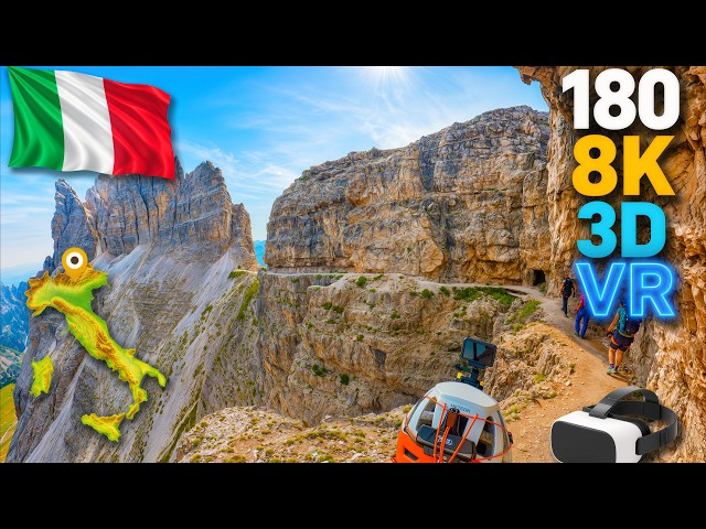 180 3D VR | INSANE Tre Cime Via Ferrata! 😱⛰️ Monte Paterno 2744m 🇮🇹