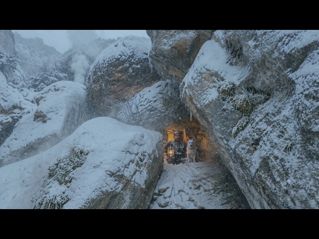EXTREME WINTER SURVIVAL.HIDING IN A STONE HOUSE DURING A SEVERE SNOWSTORM | WITH A DOG.