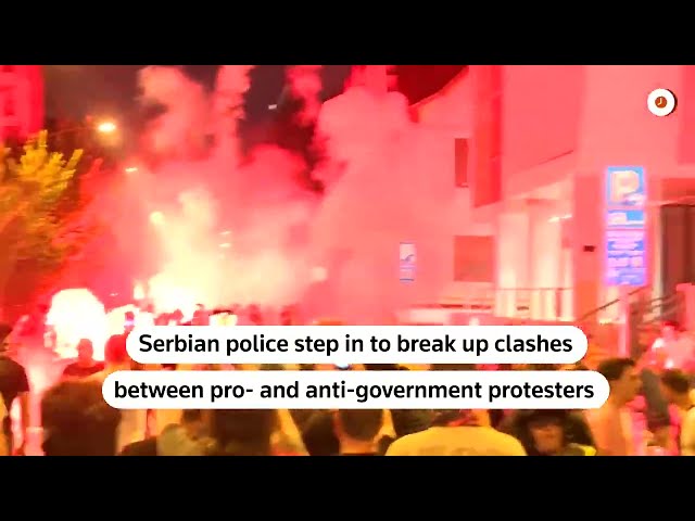 Serbian police step in to break up rival protest standoff | REUTERS