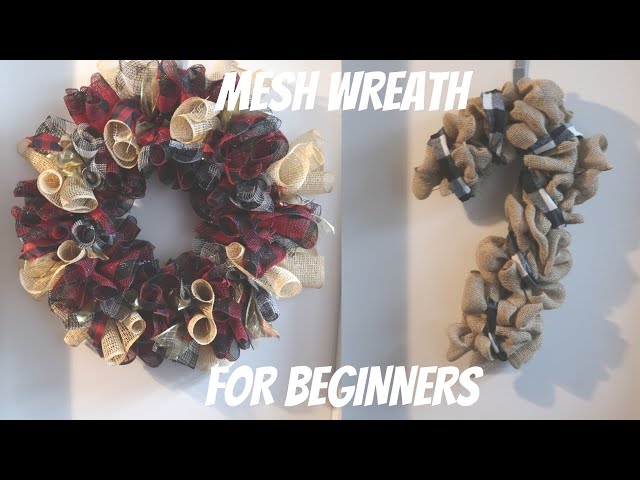 How to Make a Deco Mesh Wreath for Beginners | Buffalo Plaid Candy Cane Decor
