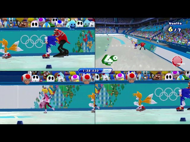 M&S Sochi 2014 Short Track Speed Skating 1000m #29 (Sonic Vs Tails Vs Peach) + Dr. Eggman Loses