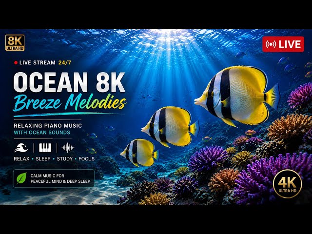 ocean 8K - Serenity Under the Sea | Piano Music & Marine Beauty