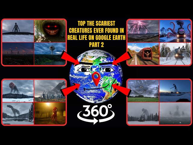 VR 360° - Top The Scariest Creatures Ever Found in Real Life on Google Earth! Part 2
