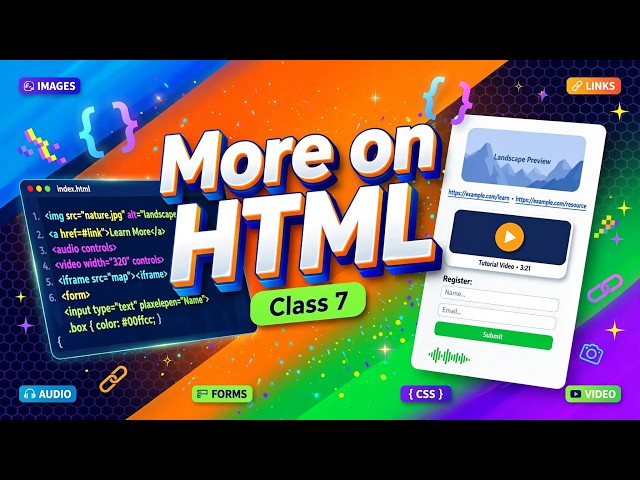 More on HTML | Images, Links, Audio, Video, Forms & CSS #7thstd #computer_science #computerscience
