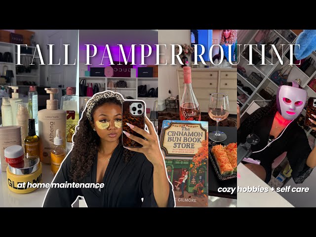cozy fall pamper routine 🍂 beauty maintenance + skin + hair + self care