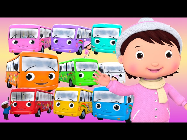 Mia Counts 10 Little Buses in the Snow! ❄️🚌 |  Nursery Rhymes & Kids Songs - ABCs and 123s