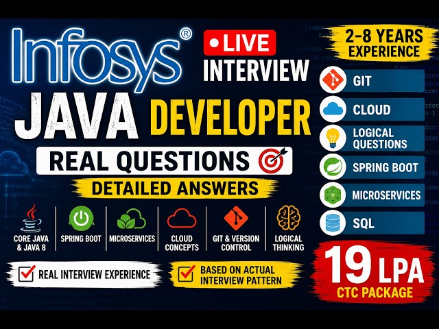 Infosys Java Developer LIVE Interview | Git, Cloud, Spring Boot, Microservices & Logical Questions