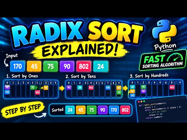Radix Sort in Python 🐍 | Sorting Algorithm Explained, Coding Tutorial, Animation & Fast Algorithms 🚀