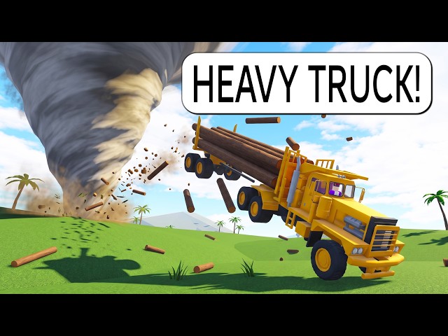 I Drive the HEAVIEST Trucks Into a Tornado on Roblox BUT They All FLEW...