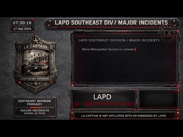 Southeast Division - *Live* LAPD Police Scanner - LA Captain - 26-Sep-2026 - S5