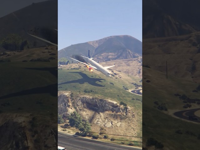 plane engine fire emergency landing on Highway