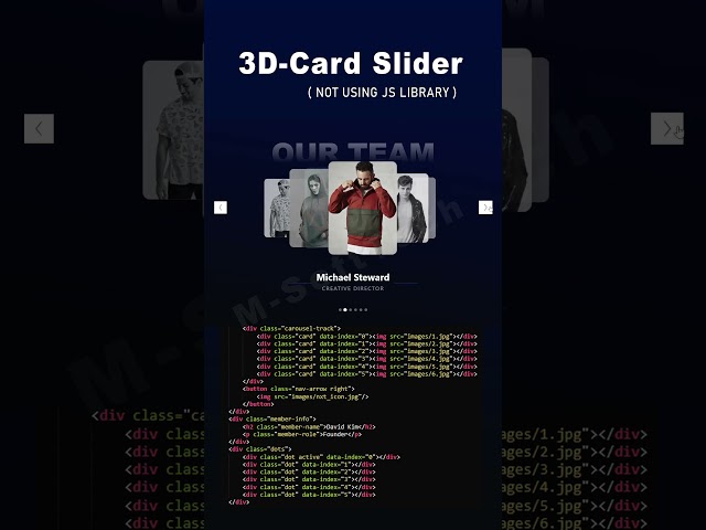 How To Make a 3D Responsive Image Slider With HTML CSS & JS | Easy Tutorial (2025) #slider #shorts