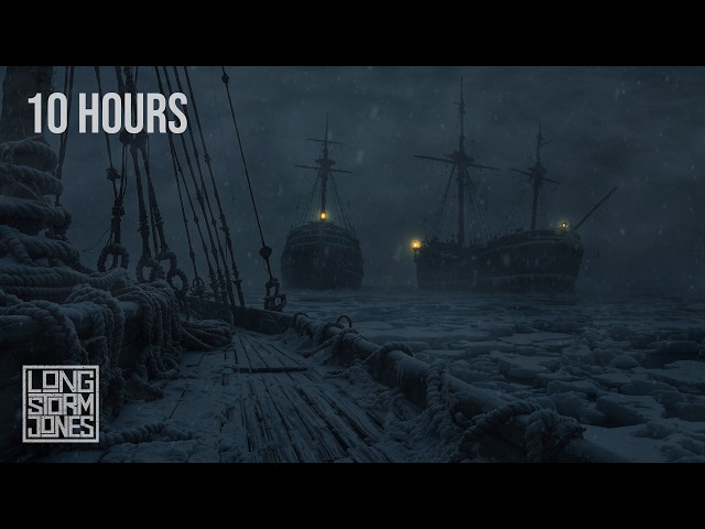 Frozen Harbor — Snowstorm, Howling Wind & Creaking Masts | 10 HOURS