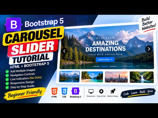 Bootstrap Carousel Slider Tutorial 🔥 | Create Image Slider in HTML + Bootstrap 5