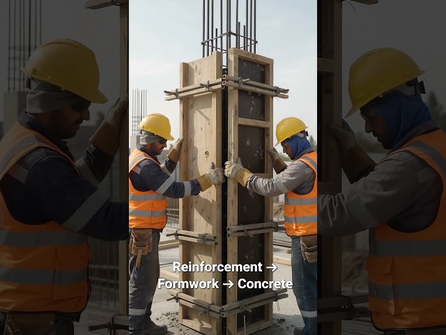 How a Reinforced Concrete Column Is Built 🏗️ | Satisfying Construction #shorts