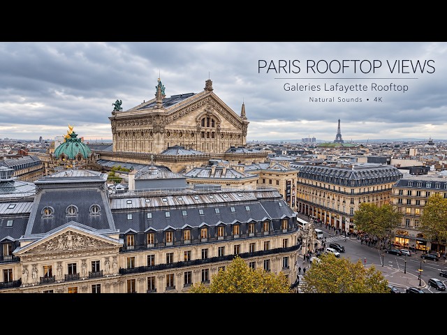 Paris 🇫🇷 | Panoramic Views from Galeries Lafayette Rooftop | Natural Sounds | 4K