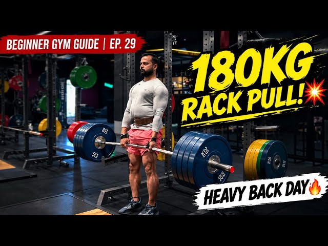 180KG Knee-Level Rack Pulls! 💥 | Heavy Back & Biceps | Beginner Gym Guide (Ep. 29) #gymvlog #back