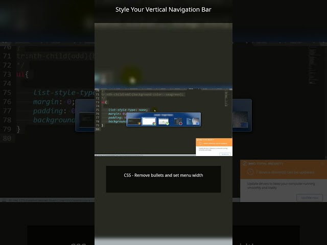 How to Style Vertical Nav Bar Using CSS 💻 #shorts