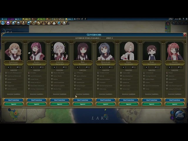 Random Civilization 6 Mods: YuruYuri Governors, Random Governor Promotions, Celebrations