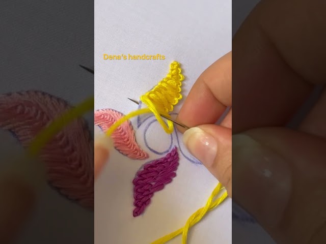 Amazing leaf 🍃 embroidery design #embroidery #stitch #beginners #shorts #viral